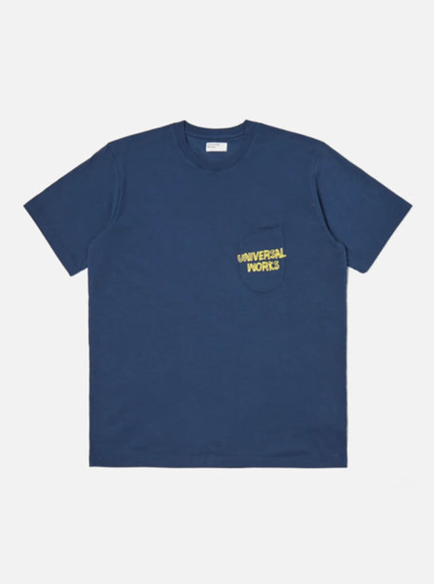Universal Works 30611 Print Pocket T Shirt In Organic Jersey Navy
