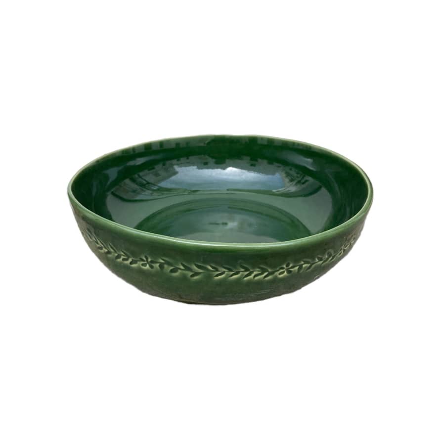 Eclectica Deco 26x26x8 Ceramic Green Bowl 