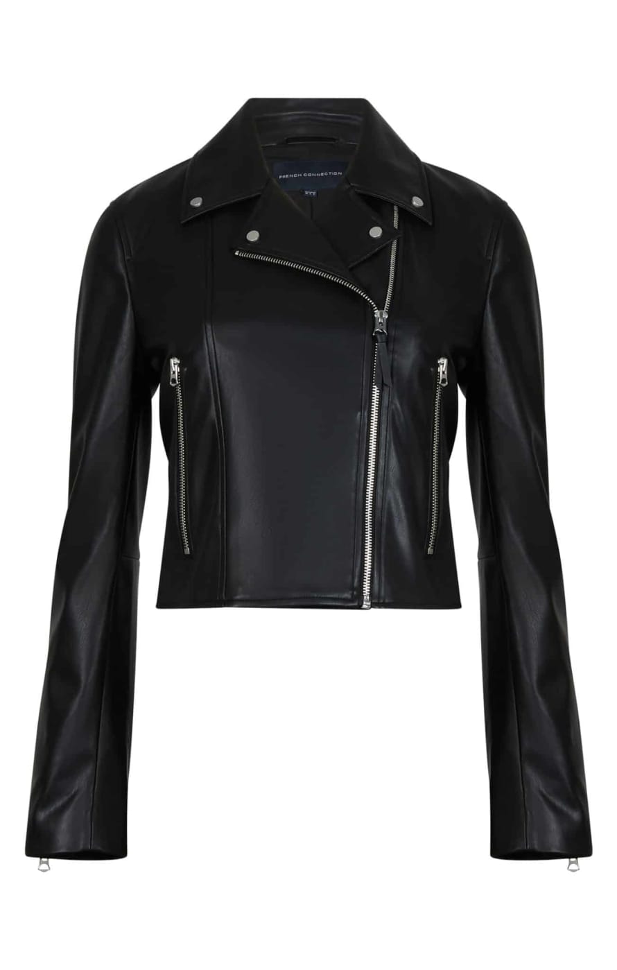 French Connection Etta Pu Faux Leather Biker Jacket