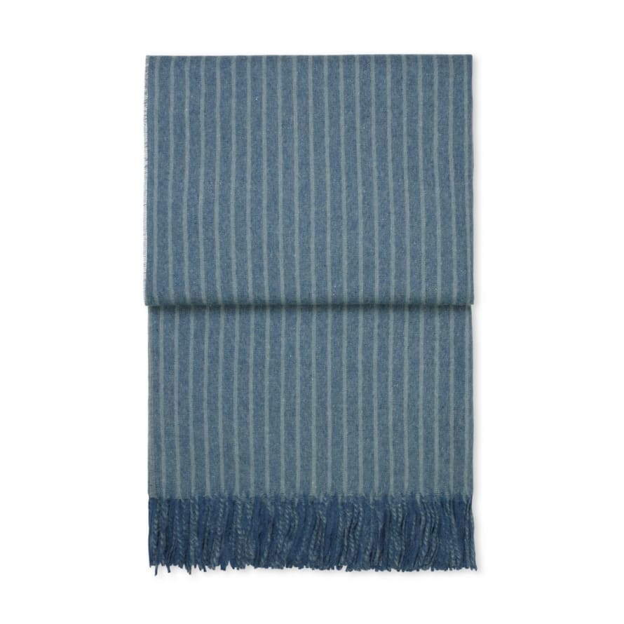 Elvang Denmark Stripes Throw In Mirage Blue In 50% Alpaca & 40% Sheep Wool 130x200cm