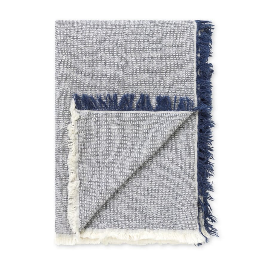Elvang Denmark Daisy Throw In Blue Nights In Organic Cotton & Linen 130x180cm
