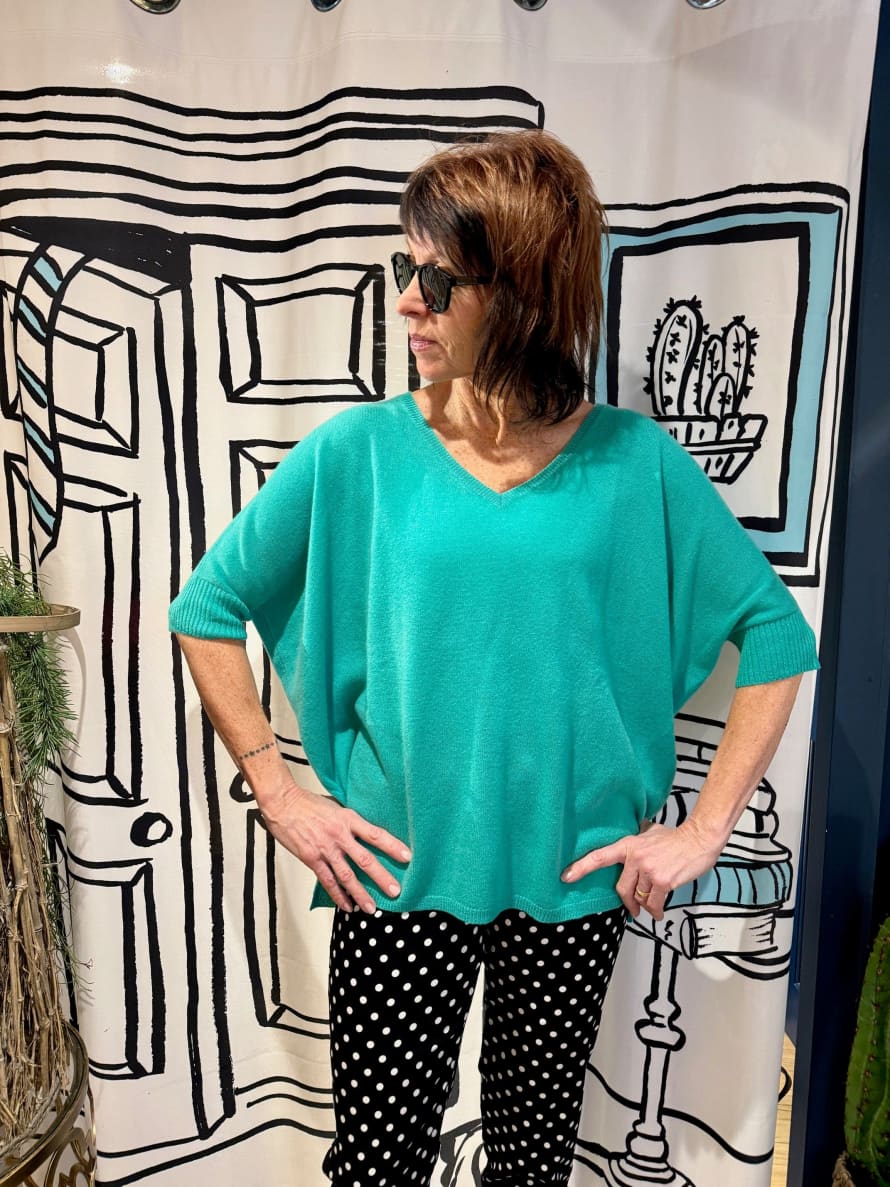 Not Shy Aimee Cashmere Jumper In Green Flash