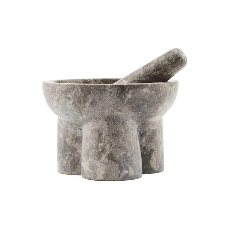 House Doctor Kulti Mortar w/ pestle, Grey-Brown, marble