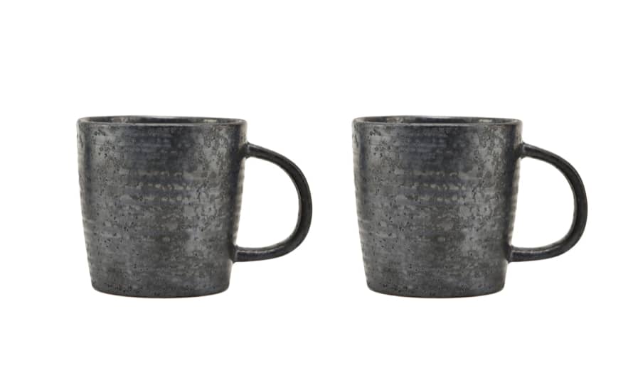 House Doctor Set of 2 Pion mugs , Black/Brown