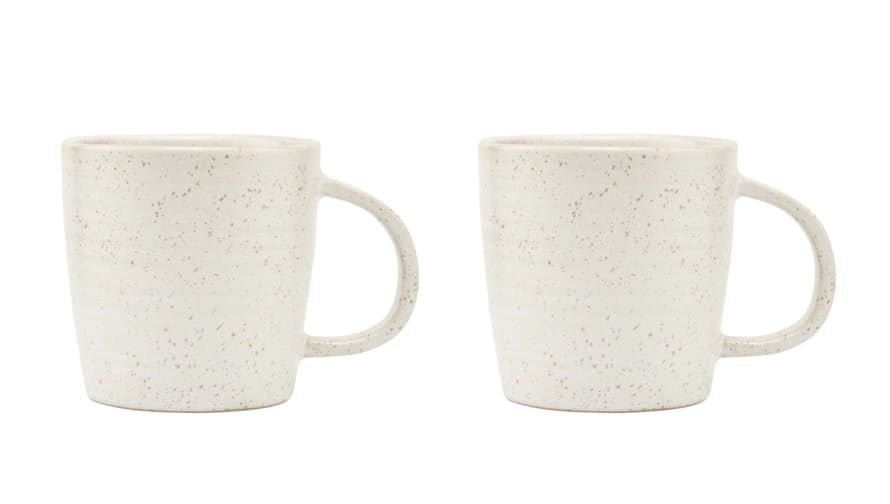 House Doctor Set of 2 Pion mugs, Grey/White