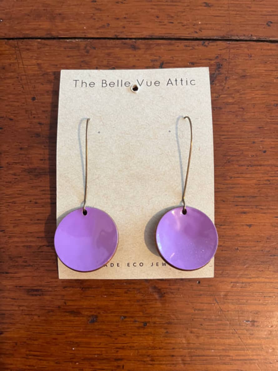 THE BELLEVUE ATTIC Domed Enamel Half Penny Earrings | Lilac