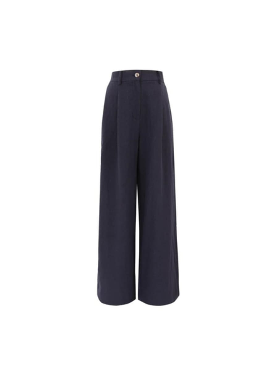 FRNCH Philo Wide Leg Trousers In Bleumarine From