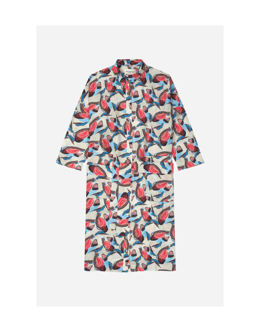 Munthe Munthe Lucima Button Up Abstract Print Shirt Dress Col: Cream Multi, S