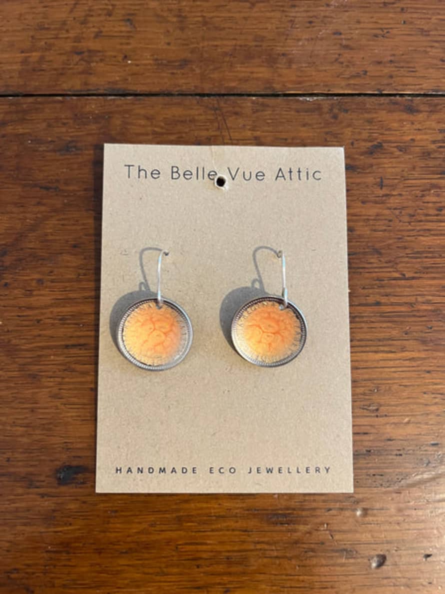 THE BELLEVUE ATTIC Domed Enamel Sixpence Earrings | Apricot