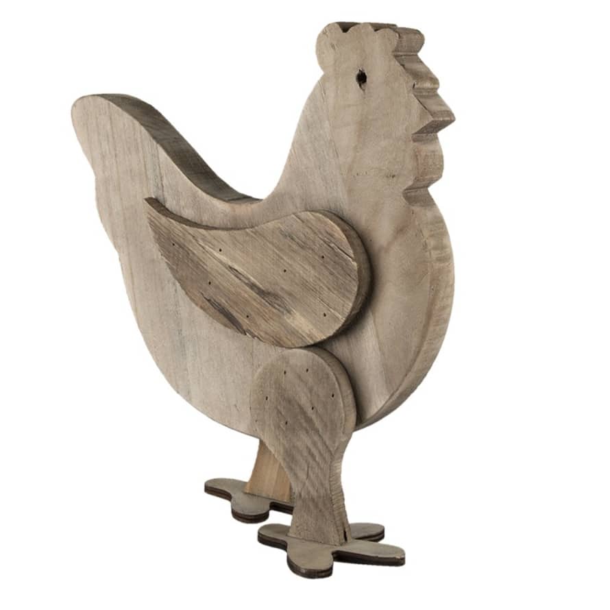 clayre & Eef Natural wood chicken figure