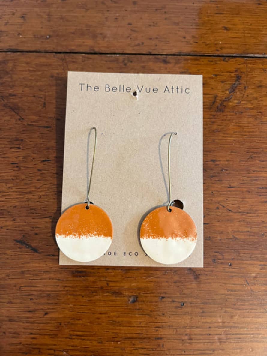 THE BELLEVUE ATTIC Enamel Half Penny Earrings | Pumpkin And Cream