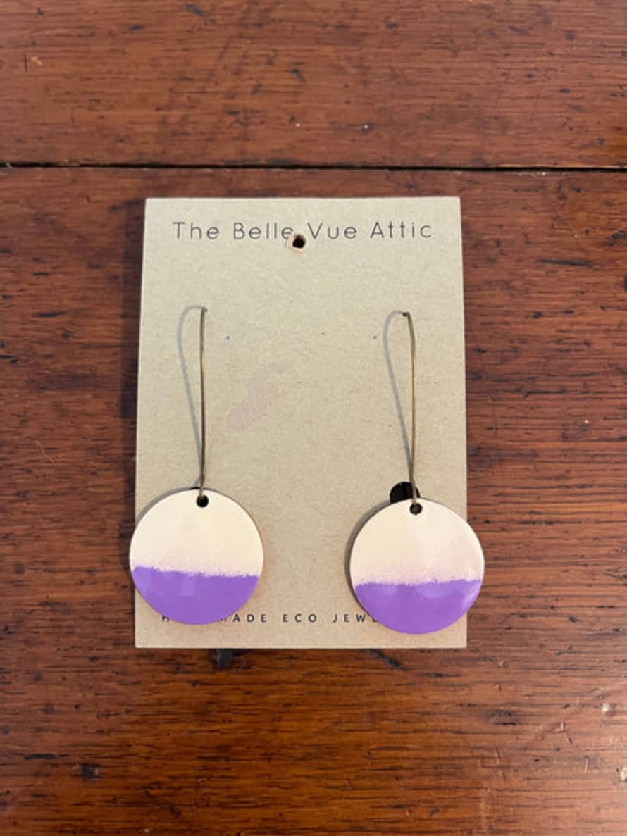 THE BELLEVUE ATTIC Enamel Half Penny Earrings | Cream And Lilac