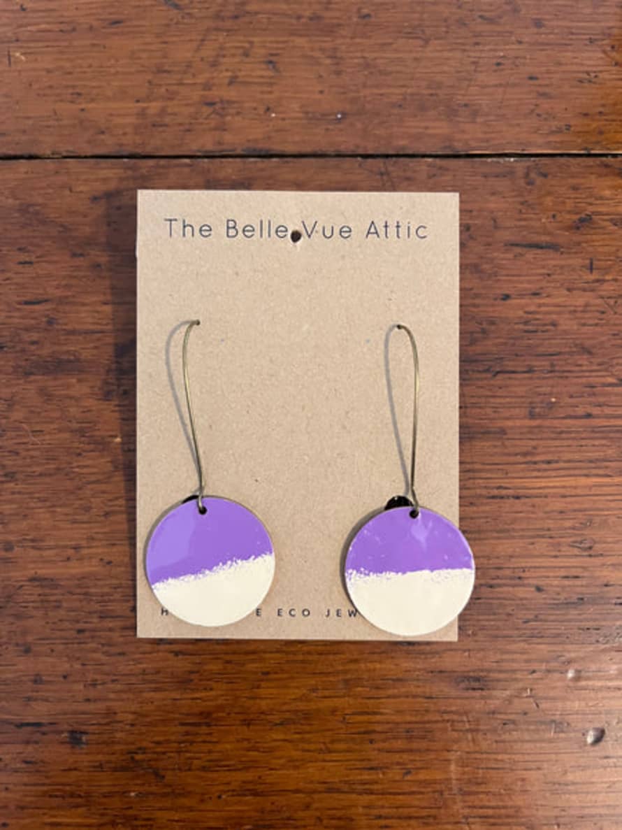 THE BELLEVUE ATTIC Enamel Half Penny Earrings | Lilac And Cream