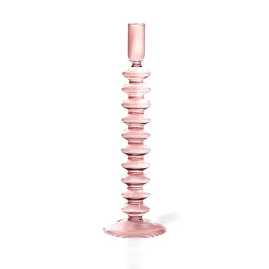 Maegen Handblown Glass Candle Holder - Rose Pink