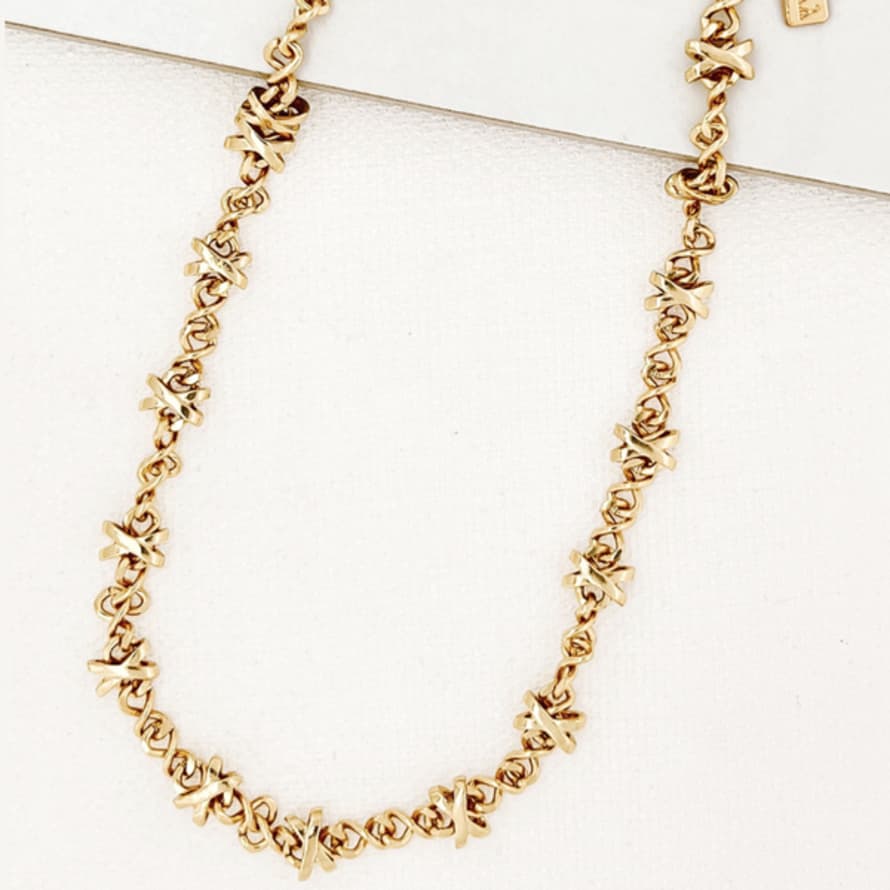 Envy Necklace- Gold X Chain, T Clasp