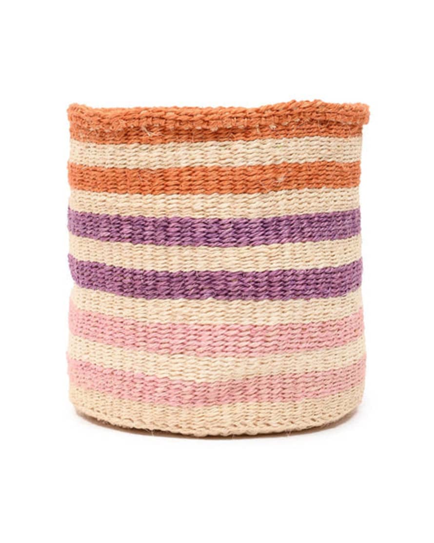 The Basket Room Safiri: Orange, Pink & Purple Stripe Woven Storage Basket: M / Orange / Striped