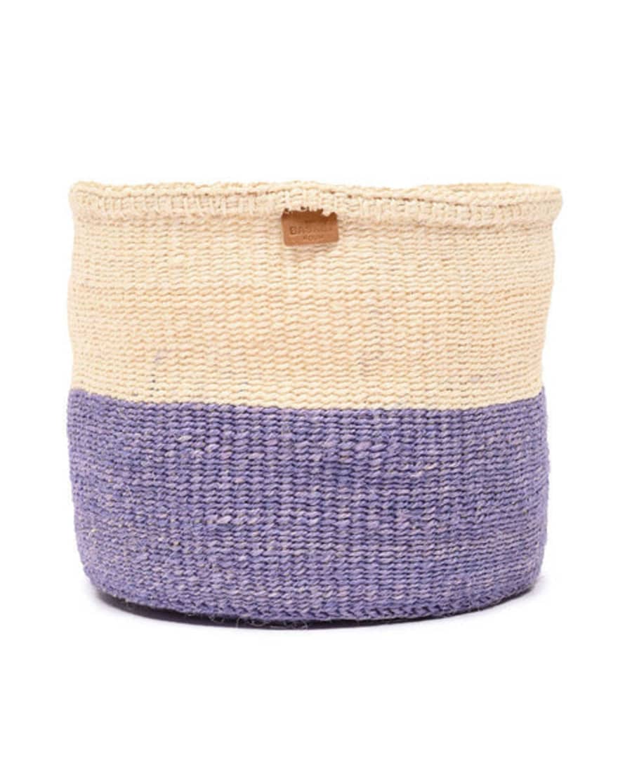 The Basket Room Jadala: Lavender Colour Block Woven Basket: M / Purple / Colour Block