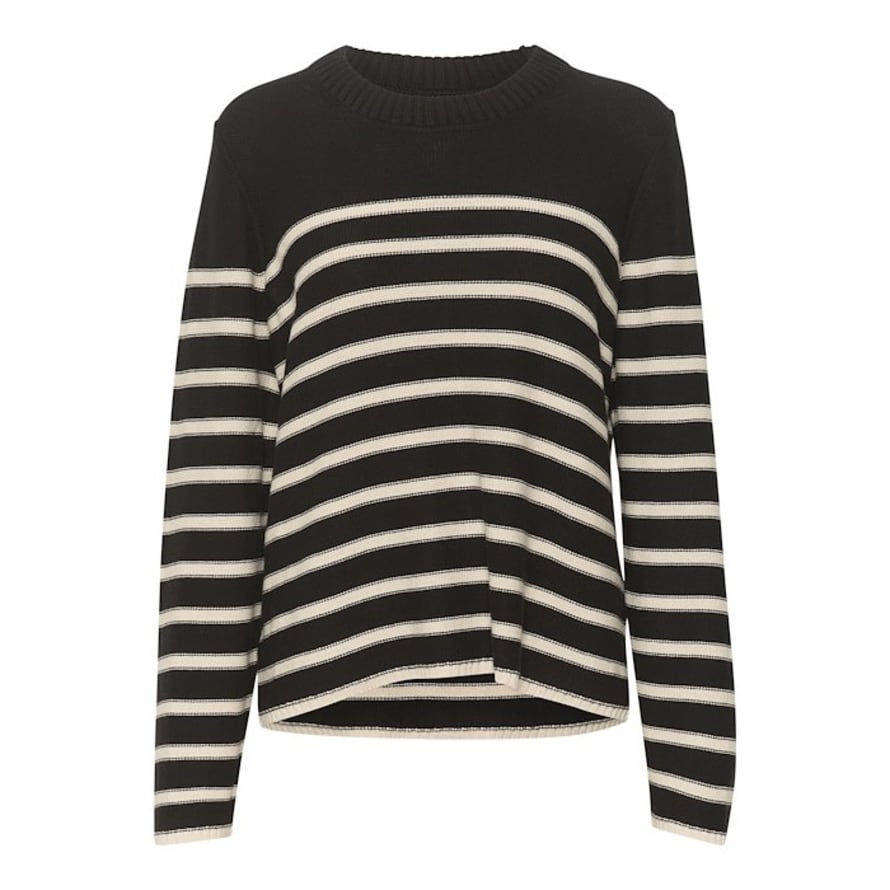 Part Two PART TWO CAROLYN ORGANIC COTTON KNITTED PULLOVER | BLACK STRIPE