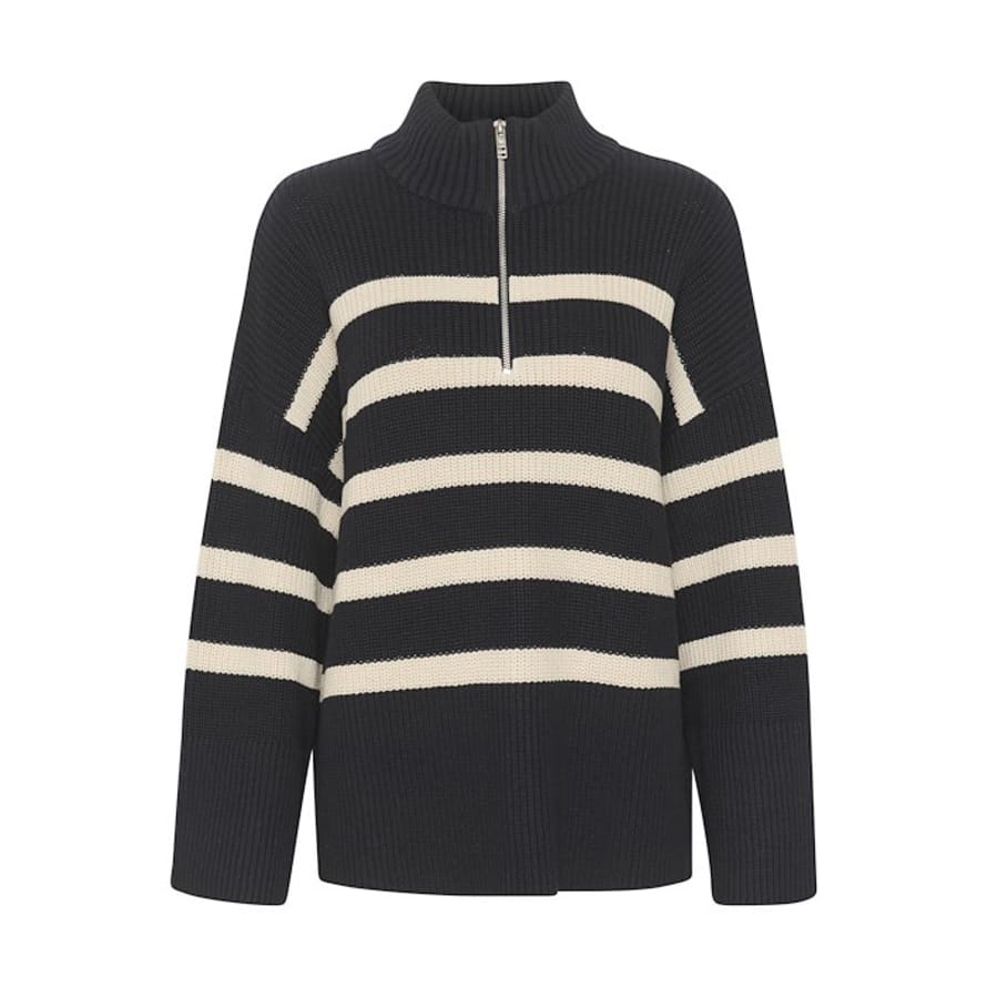 Part Two Rajana Organic Cotton Knitted Pullover | Dark Navy Stripe