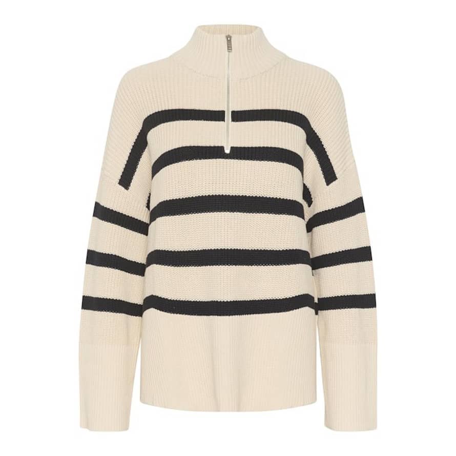 Part Two Rajana Organic Cotton Knitted Pullover | Whitecap Grey Stripe