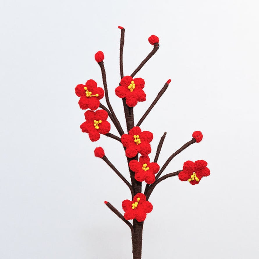 Papyrus Handmade Crochet Flower - Red Plum