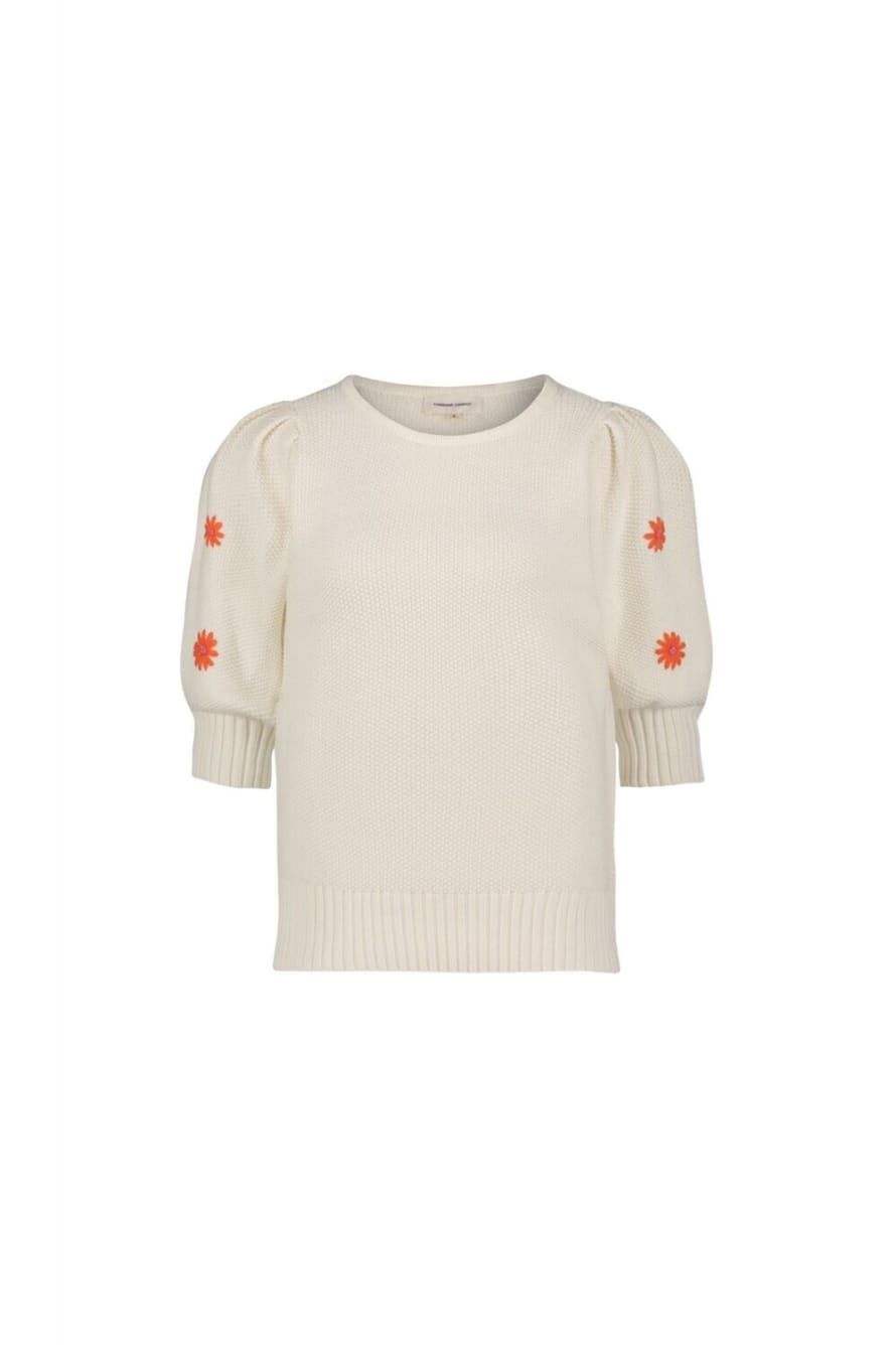 Fabienne Chapot Cream White Rice Pullover with Short Sleeves