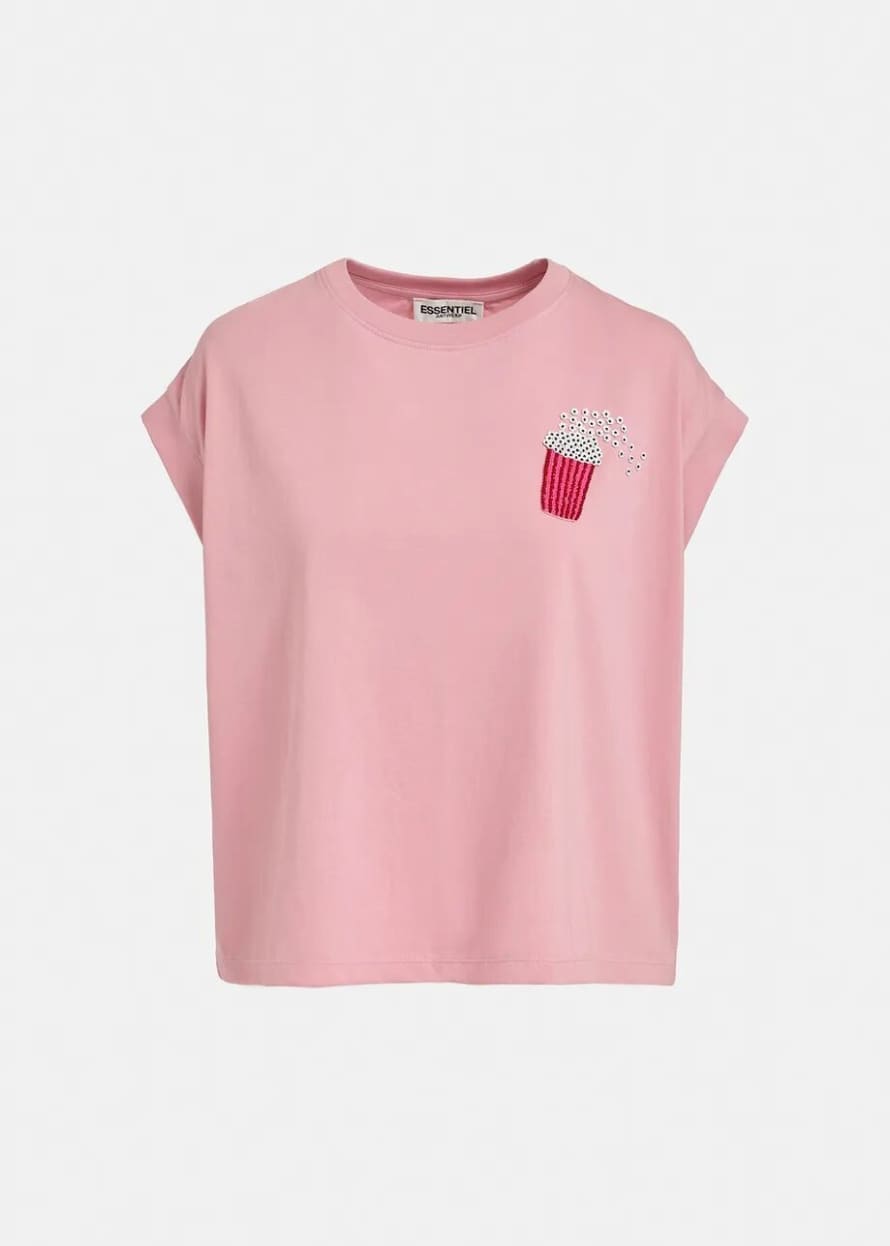 Essentiel Antwerp Pink Faustina Embroidered T Shirt 