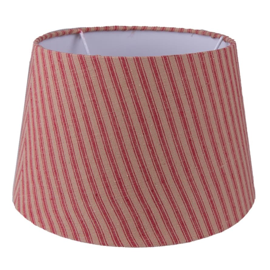 clayre & Eef Rigid Lampshade Ø 26x16 cm Red and Beige Cotton Stripes Fabric