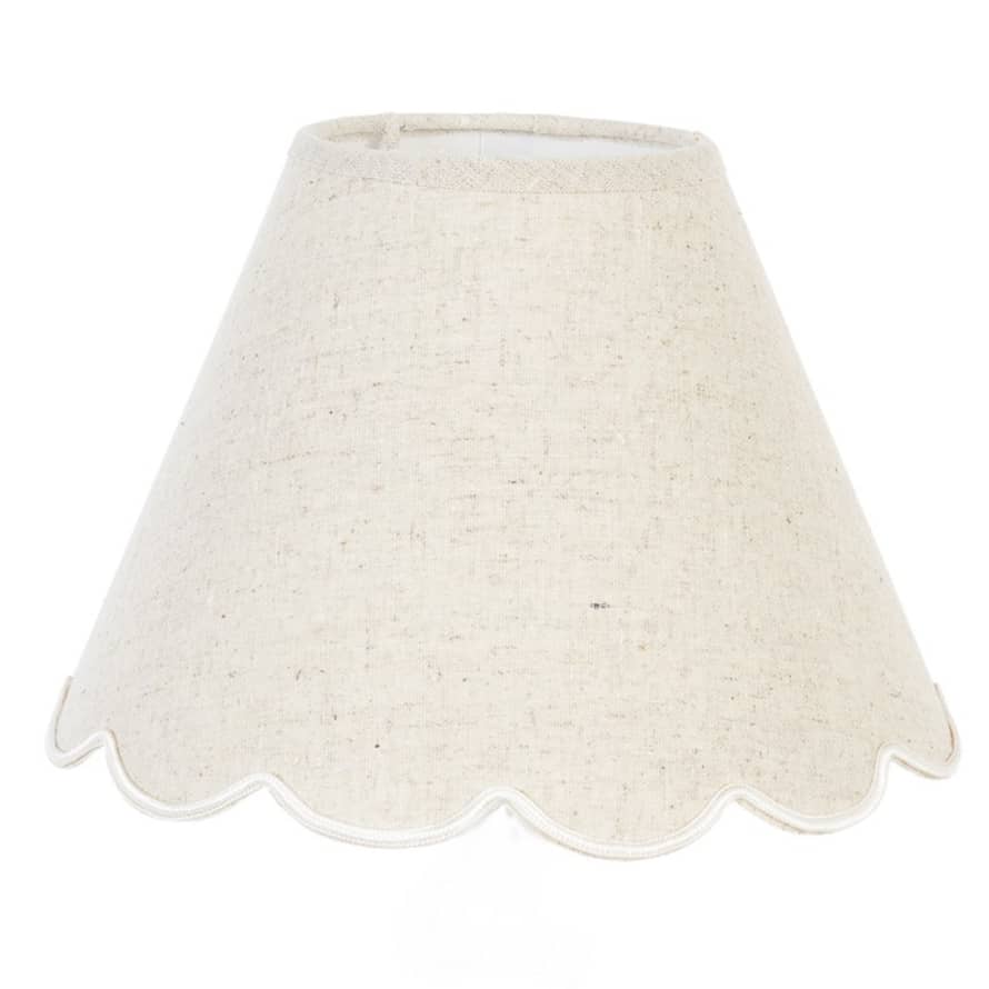clayre & Eef Rigid Lampshade Ø 23x15,5 cm Beige and White Linen Fabric