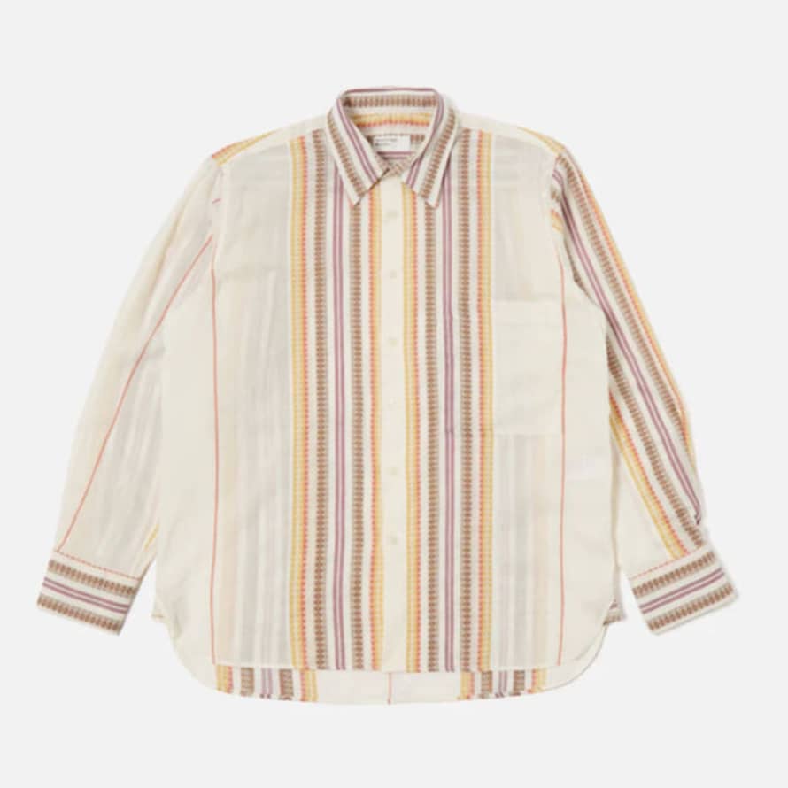 Universal Works Square Pocket Shirt Mala Stripe Ecru
