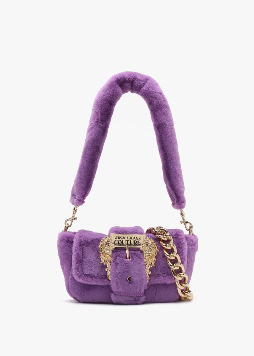 Versace Jeans Couture Womens Couture Faux Fur Bag In Lilac