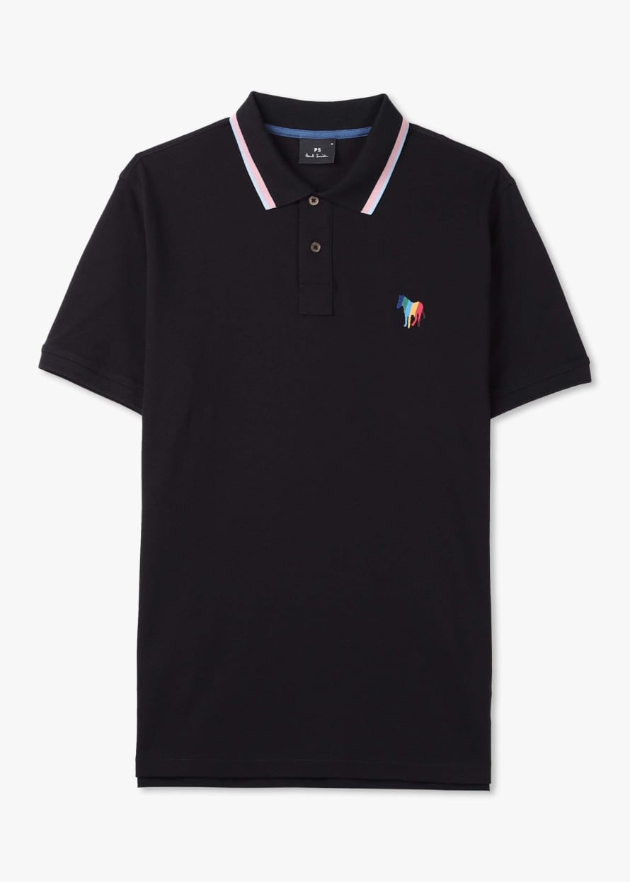Paul Smith Mens Regular Fit Zebra Embroidery Polo Shirt In Black