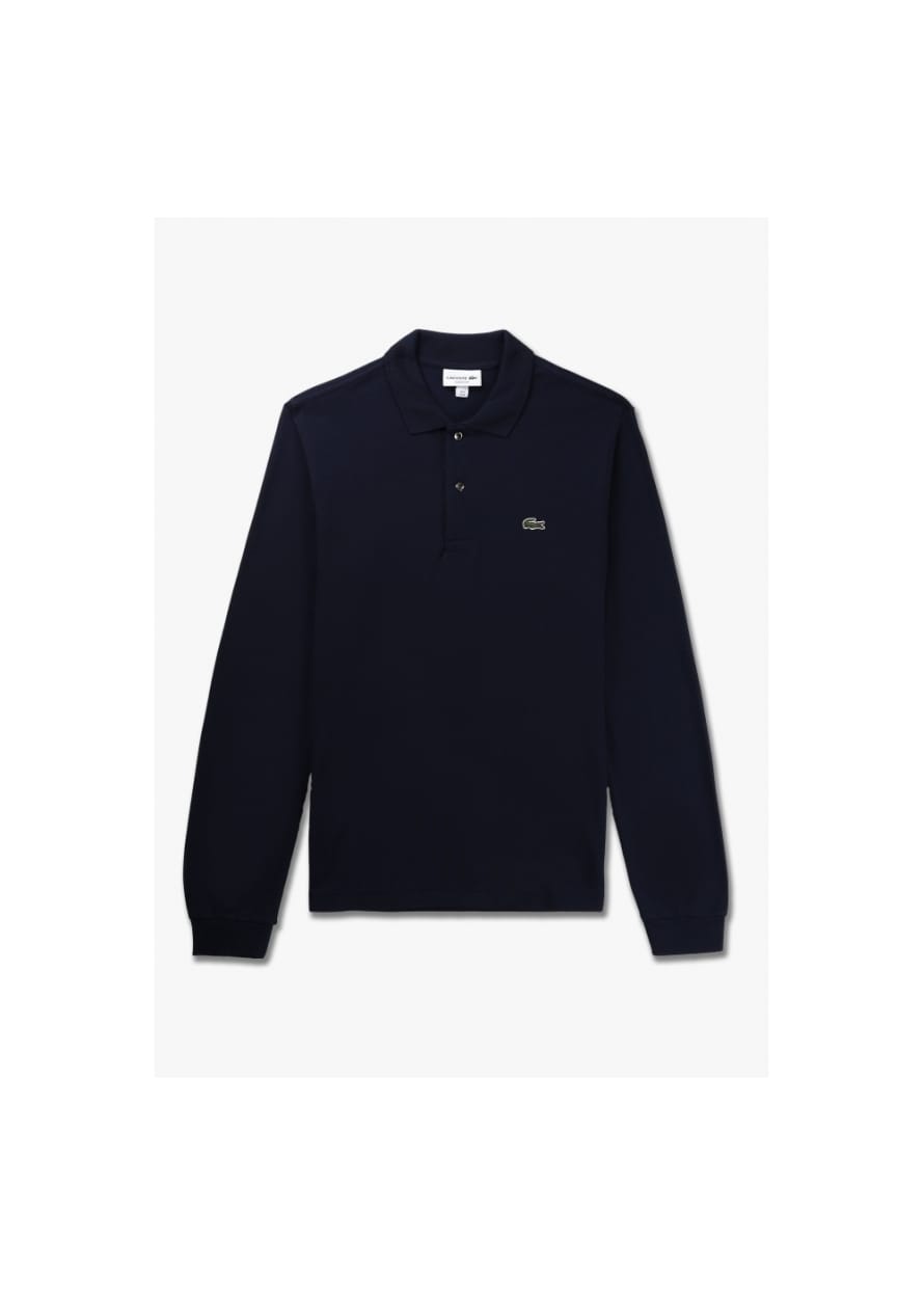 Lacoste Mens Classic Pique Long Sleeve Polo Shirt In Dark Navy