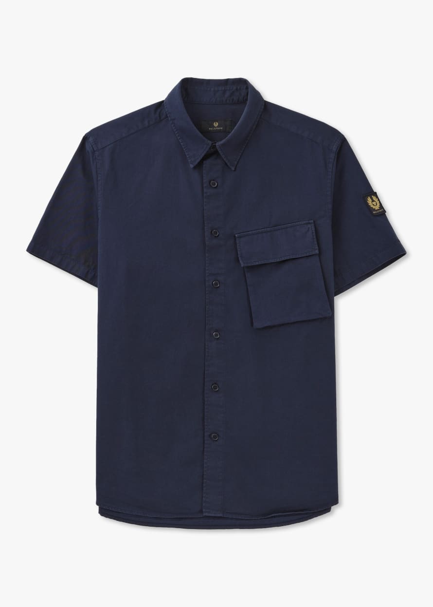 Belstaff Mens Scale Short Sleeve Shirt In Navy