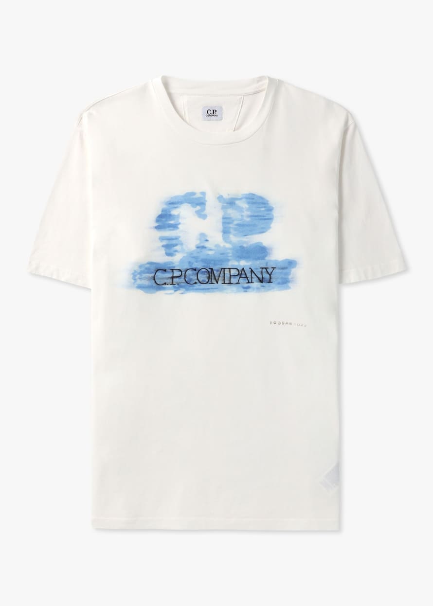 C.P. Company Mens 24/1 Jersey Artisanal Logo T-shirt In Guaze White