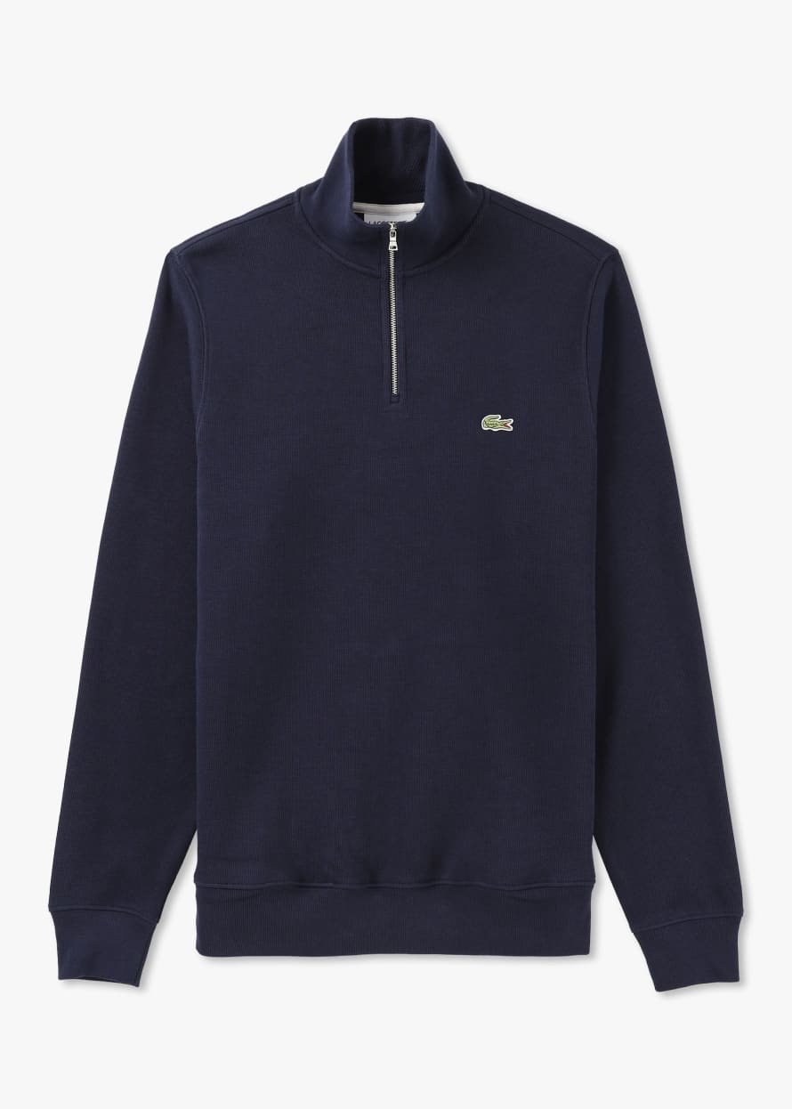 Lacoste Mens Core Essentials Quarter Zip Sweatshirt In Navy