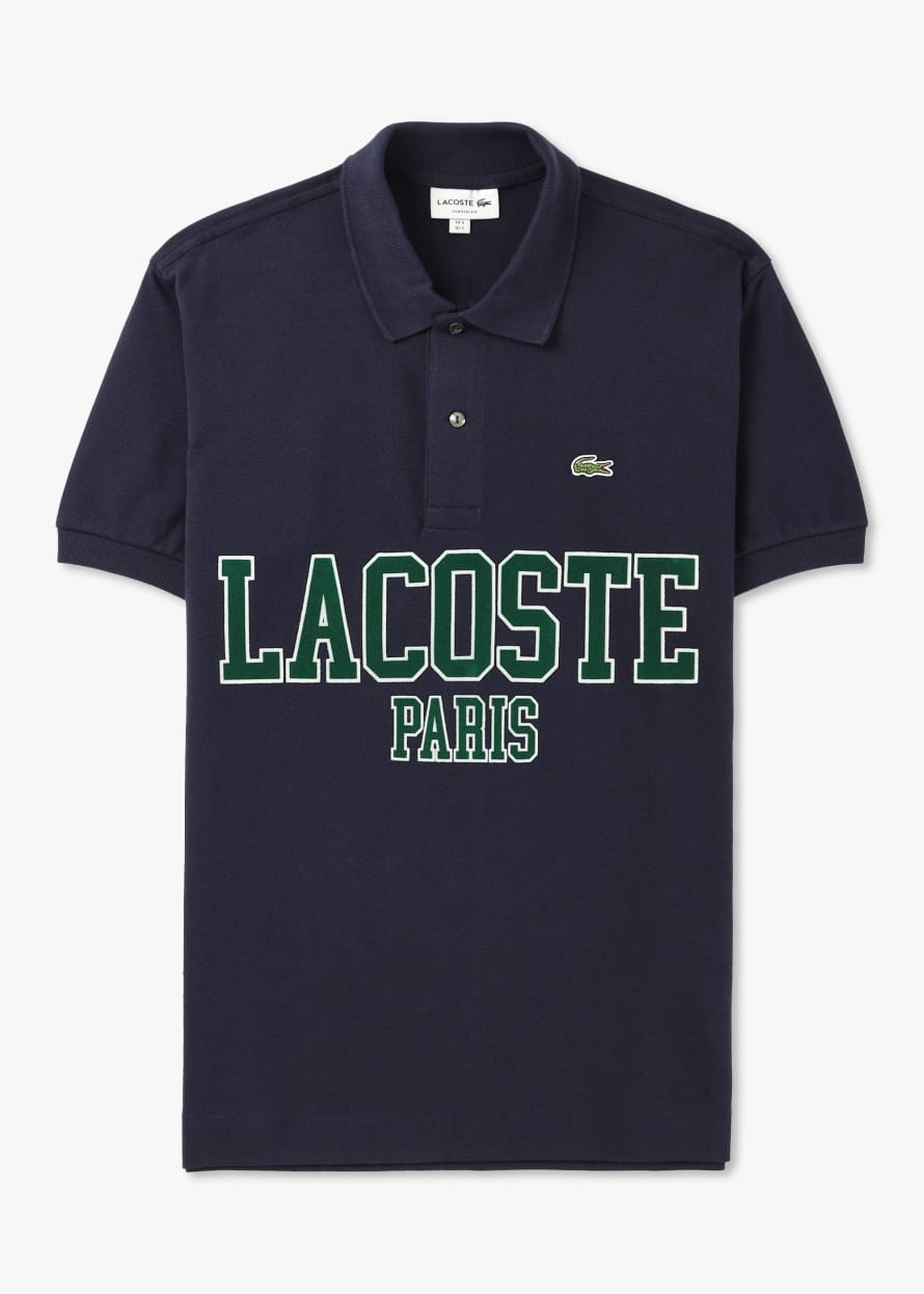 Lacoste Mens French Heritage Logo Polo Shirt In Navy