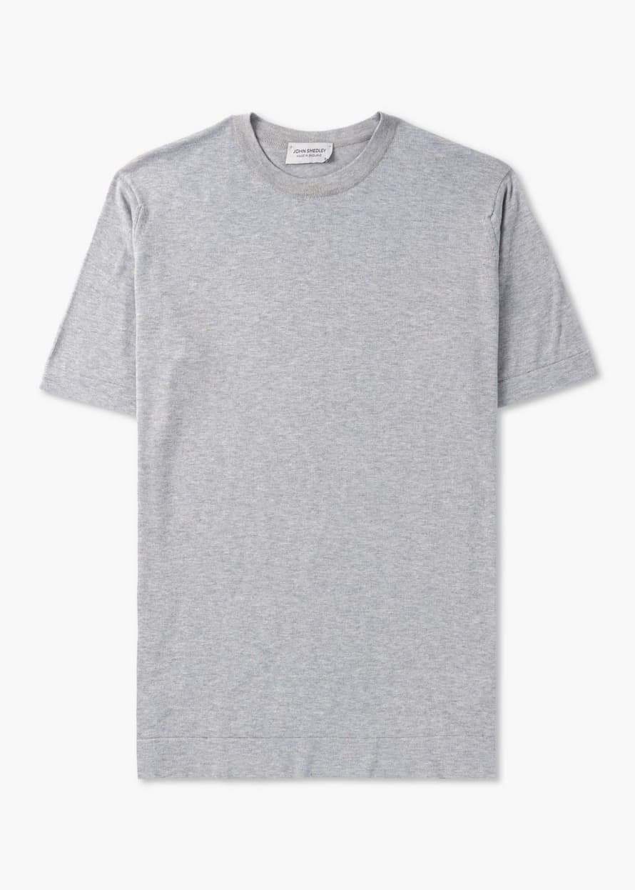 John Smedley Mens Lorca Welted T-shirt In Silver