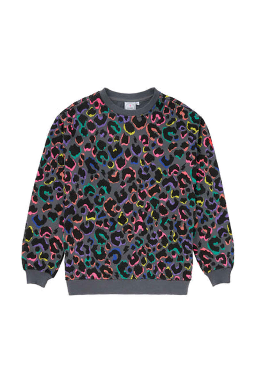 Scamp & Dude Grey with Rainbow Shadow Leopard Oversized Sweatshirt