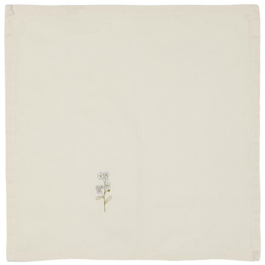 Ib Laursen Flora Butter Cream Napkin With Forget-me-not Design
