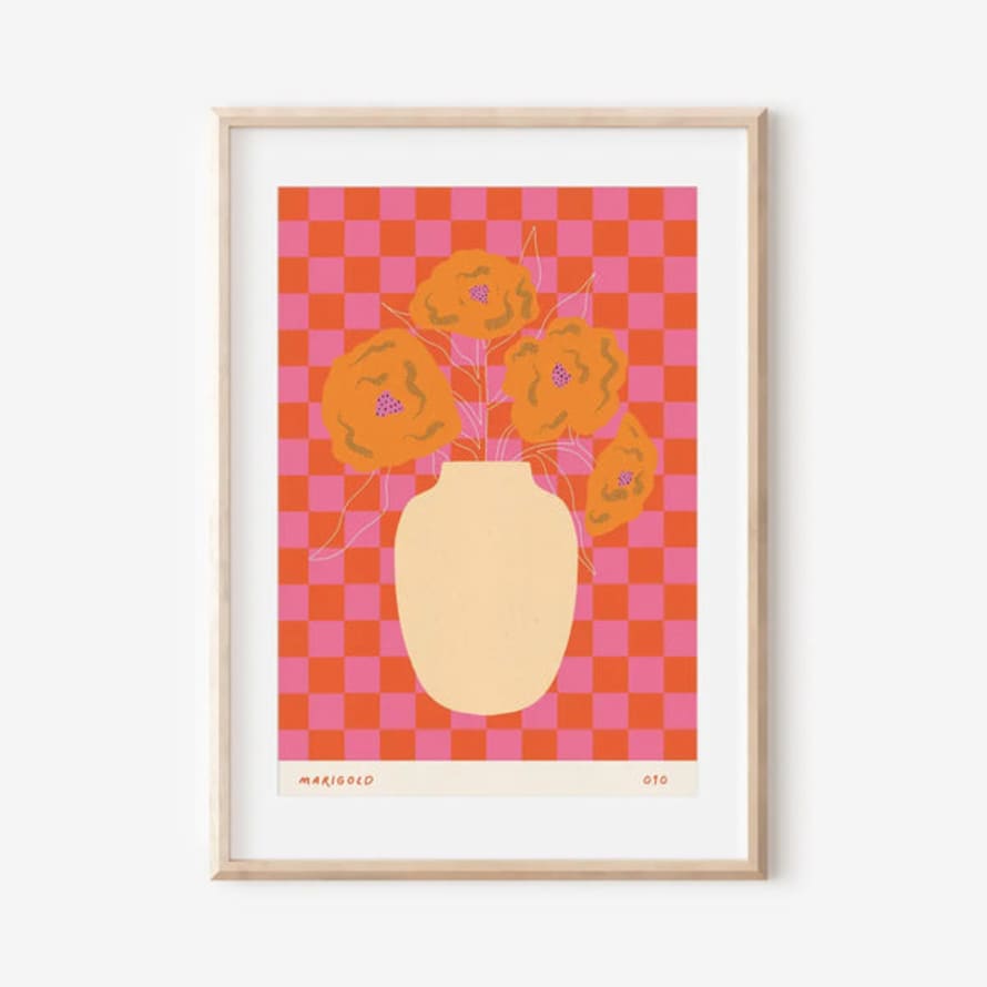 PROPER GOOD Marigold October Birth Flower Print - A4
