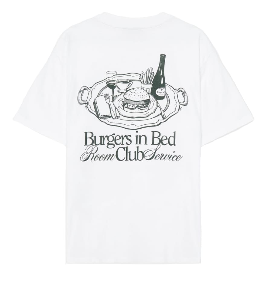 Pompeii Burgers in Bed Short-Sleeved T-Shirt (White)