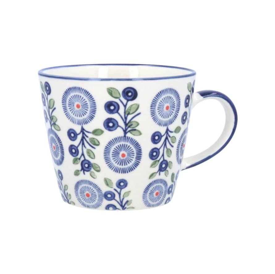 Gisela Graham Stoneware Mug - Blue Bellis Daisy Pattern