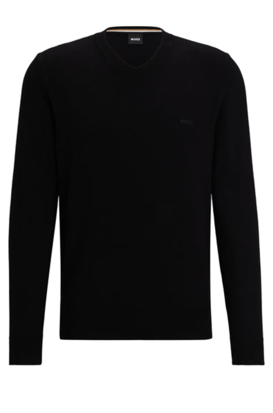 Hugo Boss Pacello Black V-neck Cotton Sweater 50506042 001
