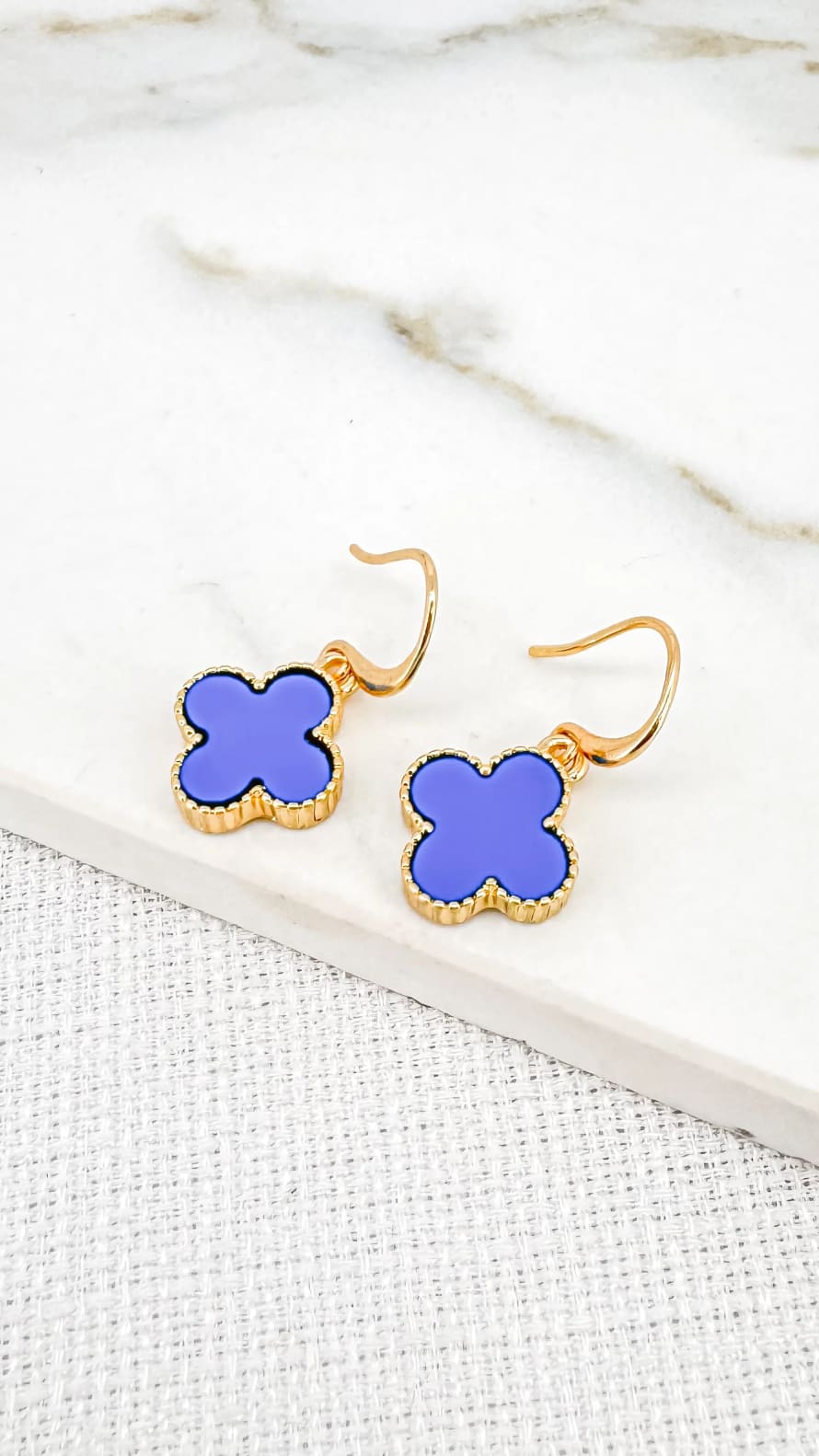 Envy Gold and Blue Fleur Dropper Earring