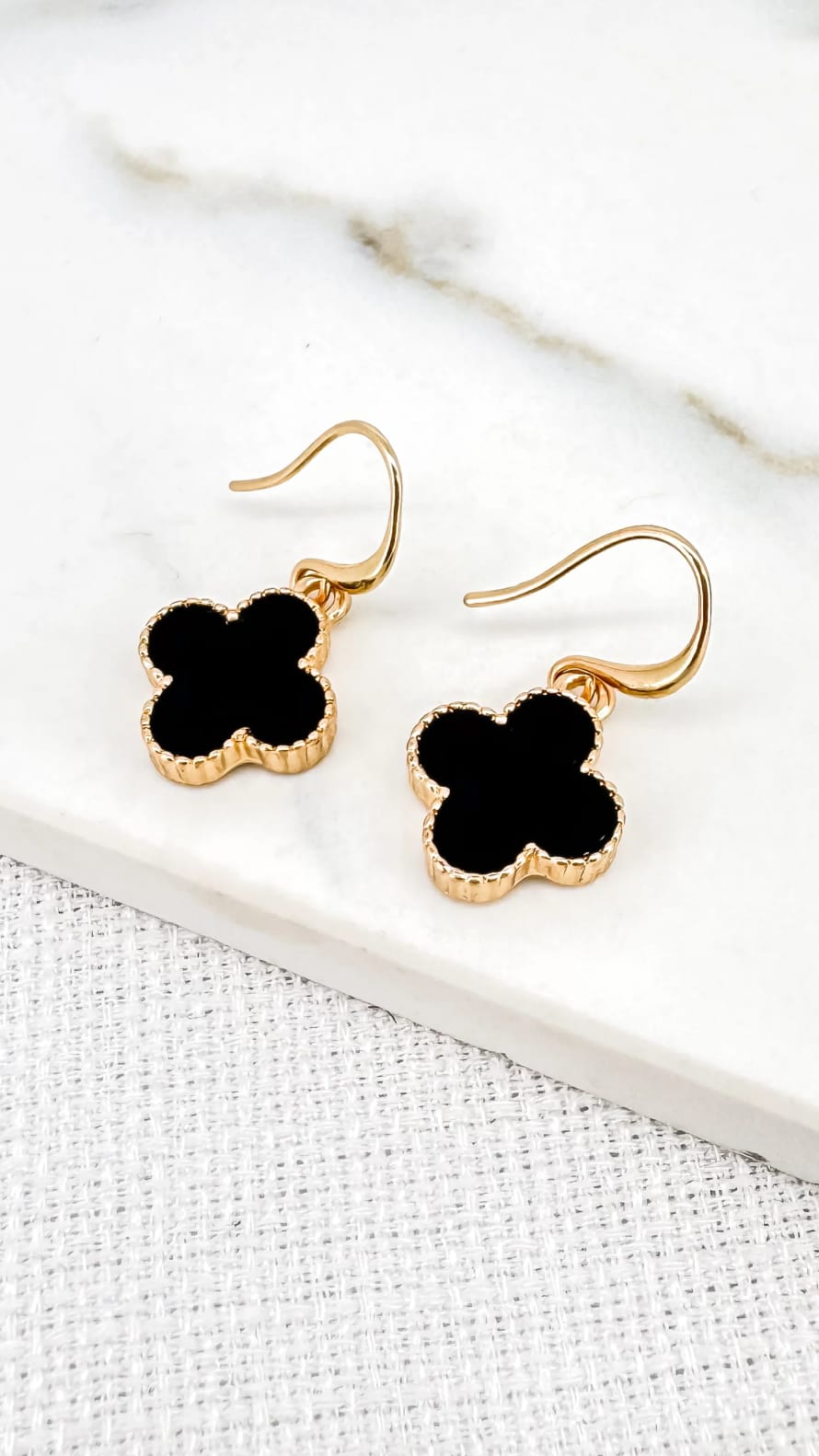 Envy Gold and Black Fleur Dropper Earring