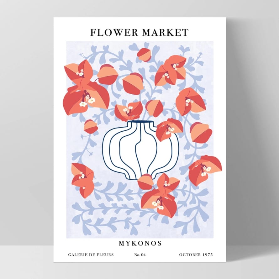 Print & Proper 50 x 70cm Flower Market Mykonos Framed Print
