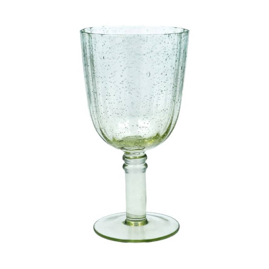 Gisela Graham Green Bubble Fluted Goblet Wine Glass