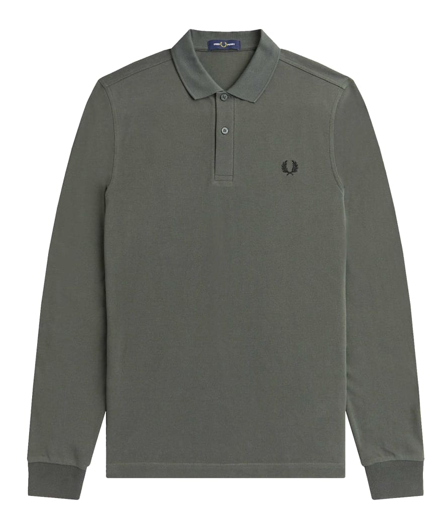 Fred Perry Long Sleeved Twin Tipped Polo Green Field