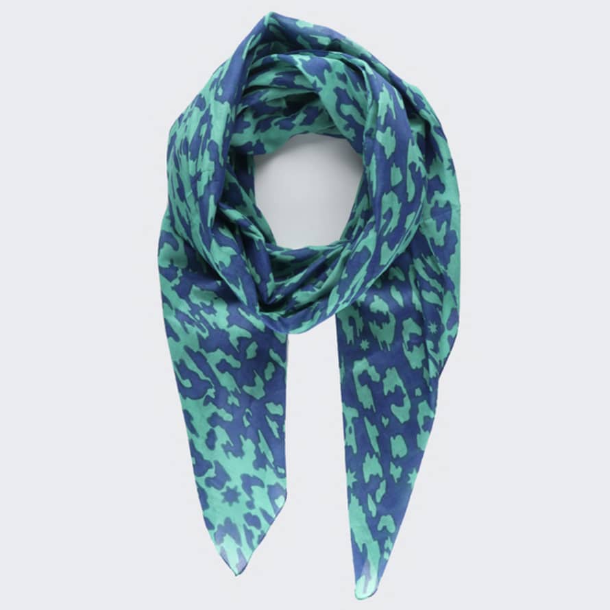 livs Scarf - Cotton Animal & Star Print, Blue